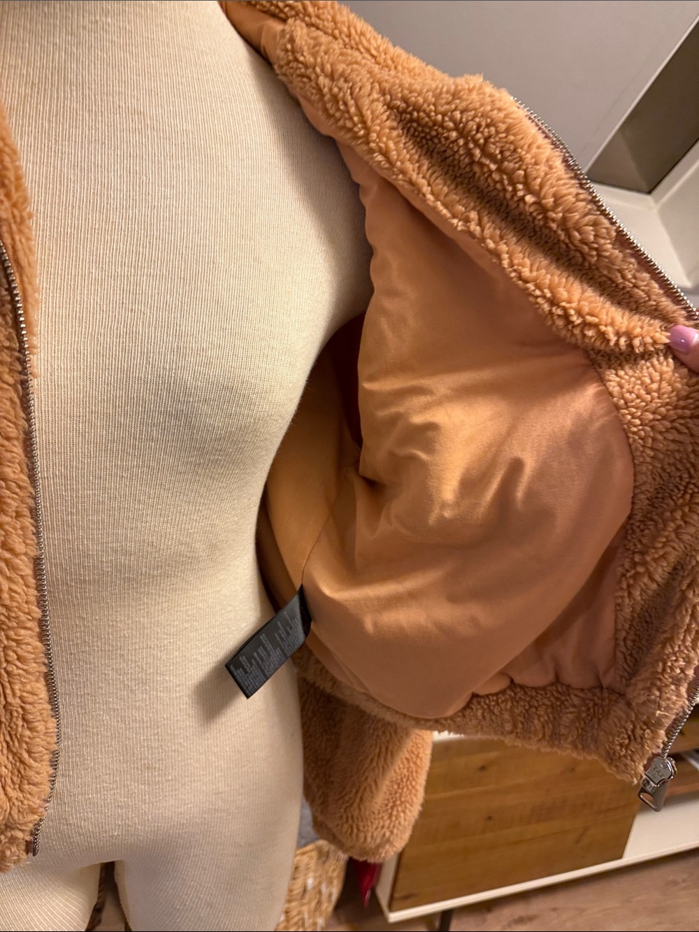 Cozy Teddy Zip-Up Jacket - Camel - Picture 9 of 10